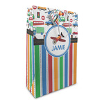 Transportation & Stripes Large Gift Bag (Personalized)