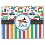 Transportation & Stripes Single-Sided Linen Placemat - Single w/ Name or Text