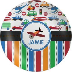 Transportation & Stripes Melamine Plate (Personalized)