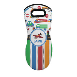 Transportation & Stripes Neoprene Oven Mitt - Single w/ Name or Text