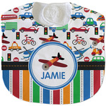 Transportation & Stripes Velour Baby Bib w/ Name or Text