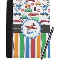 Transportation & Stripes Notebook Padfolio - Large w/ Name or Text