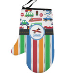 Transportation & Stripes Left Oven Mitt (Personalized)