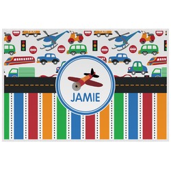 Transportation & Stripes Laminated Placemat w/ Name or Text