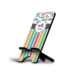 Transportation & Stripes Cell Phone Stand (Large) (Personalized)
