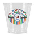 Transportation & Stripes Plastic Shot Glass (Personalized)