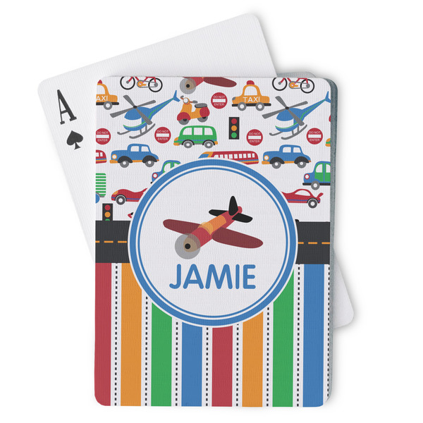 Custom Transportation & Stripes Playing Cards (Personalized)