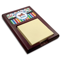 Transportation & Stripes Red Mahogany Sticky Note Holder (Personalized)