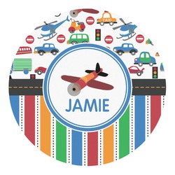 Transportation & Stripes Round Decal - Small (Personalized)