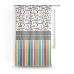 Transportation & Stripes Sheer Curtain - 50"x84"
