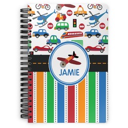 Transportation & Stripes Spiral Notebook - 7x10 w/ Name or Text
