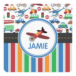 Transportation & Stripes Square Decal - Large (Personalized)
