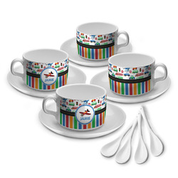 Transportation & Stripes Tea Cup - Set of 4 (Personalized)