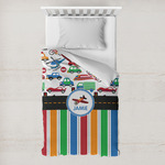 Transportation & Stripes Toddler Duvet Cover w/ Name or Text