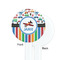 Transportation & Stripes White Plastic 7" Stir Stick - Single Sided - Round - Front & Back