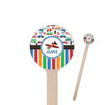 Transportation & Stripes 6" Round Wooden Stir Sticks - Single Sided (Personalized)