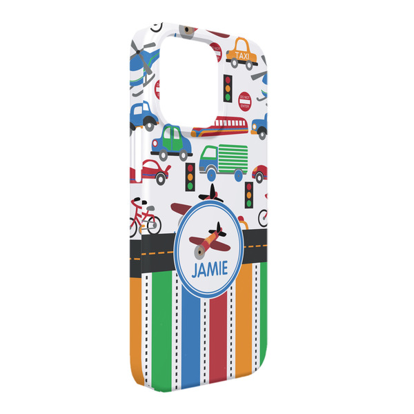 Custom Transportation & Stripes iPhone Case - Plastic - iPhone 13 Pro Max (Personalized)