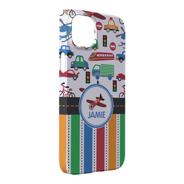 Custom Transportation & Stripes iPhone Case - Plastic - iPhone 14 Plus (Personalized)