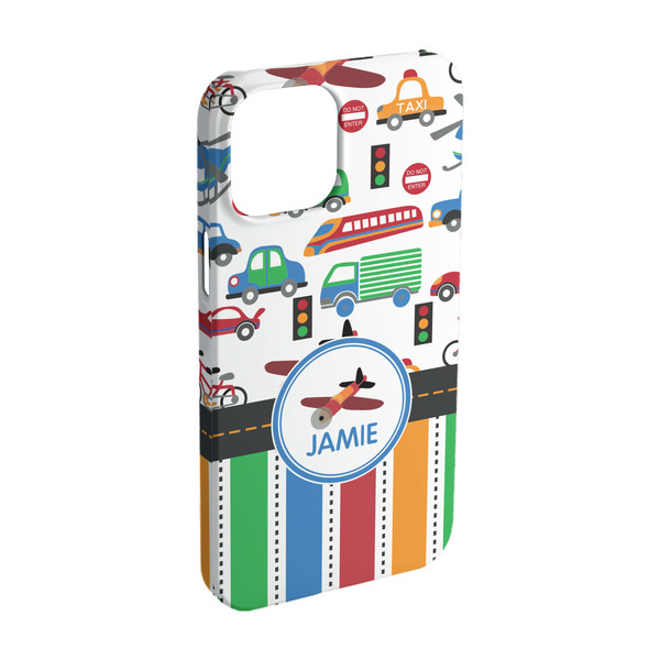 Custom Transportation & Stripes iPhone Case - Plastic - iPhone 15 Pro (Personalized)