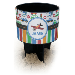 Transportation & Stripes Black Beach Spiker Drink Holder (Personalized)