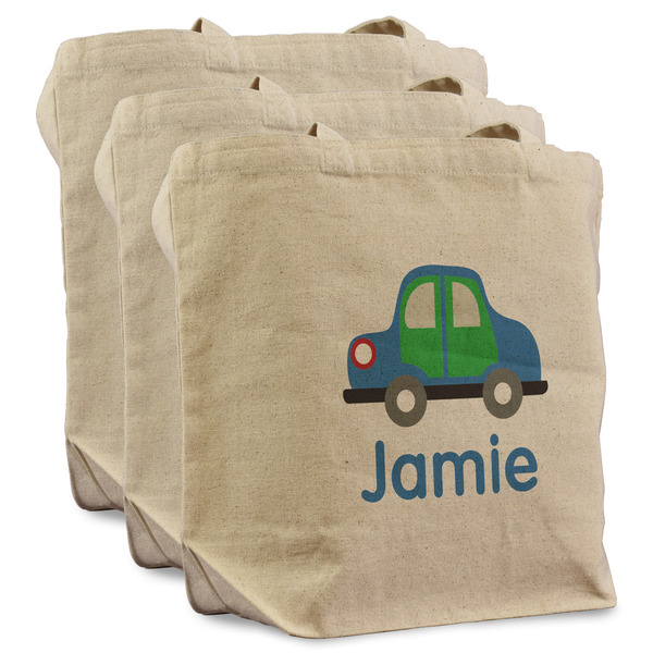 Custom Transportation Reusable Cotton Grocery Bags - Set of 3 (Personalized)