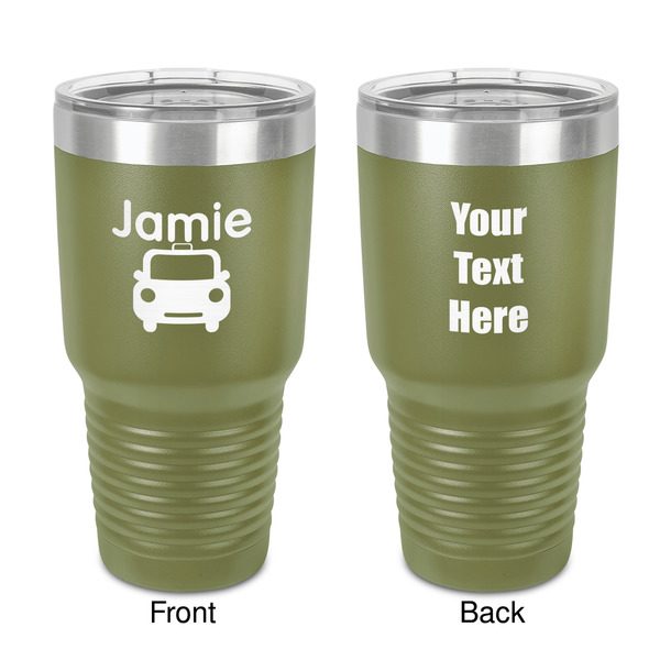 Custom Transportation 30 oz Stainless Steel Tumbler - Olive - Double-Sided (Personalized)