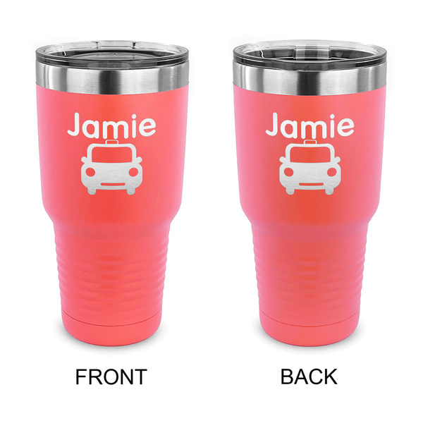 Custom Transportation 30 oz Stainless Steel Tumbler - Coral - Double Sided (Personalized)