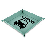 Transportation Faux Leather Dice Tray - 9" x 9"  - Teal (Personalized)