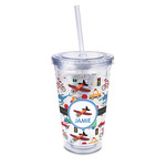 Transportation 16oz Double Wall Acrylic Tumbler with Lid & Straw - Full Print (Personalized)