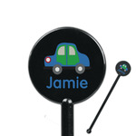 Transportation 5.5" Round Plastic Stir Sticks - Black - Double Sided (Personalized)