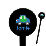 Transportation 6" Round Plastic Food Picks - Black - Single Sided (Personalized)