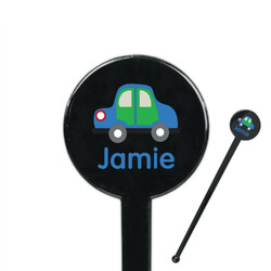 Transportation 7" Round Plastic Stir Sticks - Black - Single Sided (Personalized)