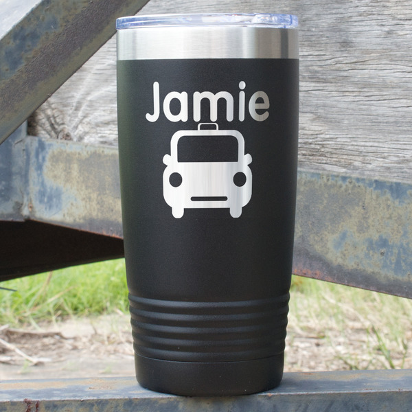 Custom Transportation 20 oz Stainless Steel Tumbler - Black - Double Sided (Personalized)