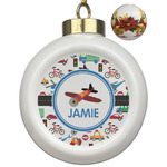 Transportation Ceramic Ball Ornaments - Poinsettia Garland (Personalized)