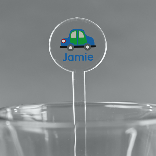 Custom Transportation 7" Round Plastic Stir Sticks - Clear (Personalized)