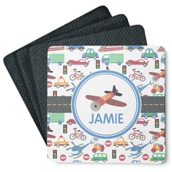 Transportation Square Rubber Backed Coasters - Set of 4 (Personalized)