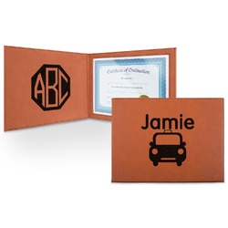 Transportation Leatherette Certificate Holder - Front and Inside (Personalized)