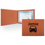 Transportation Leatherette Certificate Holder - Front (Personalized)