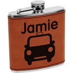 Transportation Leatherette Wrapped Stainless Steel Flask (Personalized)