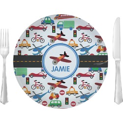 Transportation 10" Glass Lunch / Dinner Plates - Single or Set (Personalized)