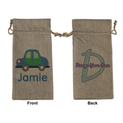 Transportation Large Burlap Gift Bag - Front & Back (Personalized)