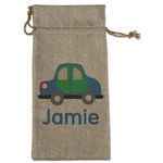 Transportation Large Burlap Gift Bag - Front (Personalized)