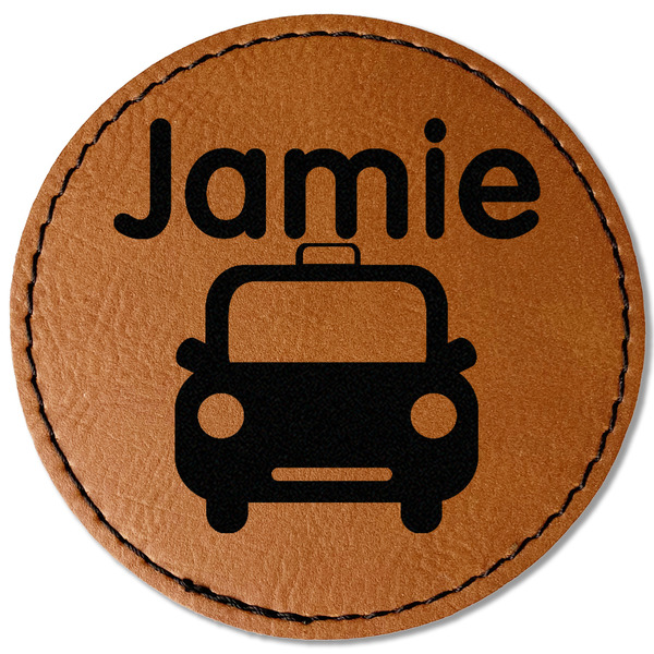 Custom Transportation Faux Leather Iron On Patch - Round (Personalized)