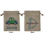 Transportation Medium Burlap Gift Bag - Front & Back (Personalized)