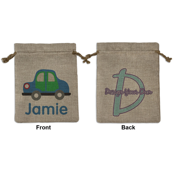 Custom Transportation Medium Burlap Gift Bag - Front & Back (Personalized)