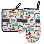 Transportation Left Oven Mitt & Pot Holder Set w/ Name or Text