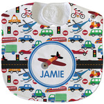 Transportation Velour Baby Bib w/ Name or Text