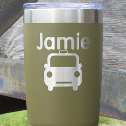 Transportation 20 oz Stainless Steel Tumbler - Olive - Double Sided (Personalized)