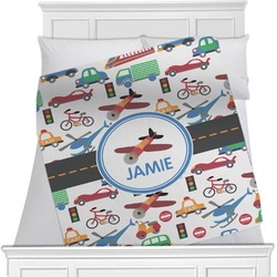 Transportation Minky Blanket - Toddler / Throw - 60"x50" - Double Sided (Personalized)