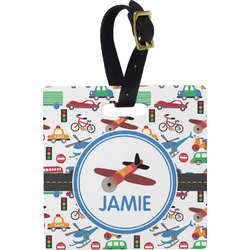 Transportation Plastic Luggage Tag - Square w/ Name or Text